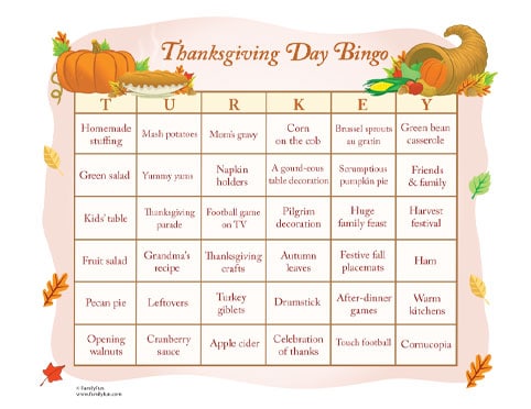 Thanksgiving Bingo