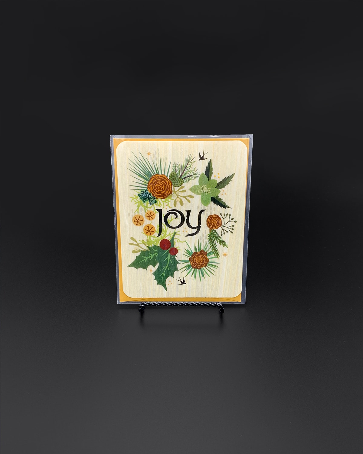 Little Gold Fox - Yule Joy Wood Card
